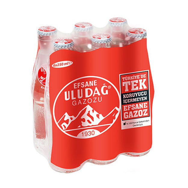 0000259_uludag-legendary-gazoz-6pk_625 Uludag Gazoz Sade / Soda Plain -in Glass / 6 * 250 ML - Image 1