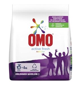 Omo Camasir Makinesi Toz Deterjani Renkliler Icin / Washer Machine Powder Detergent Active Fresh for Colors - 4 KG