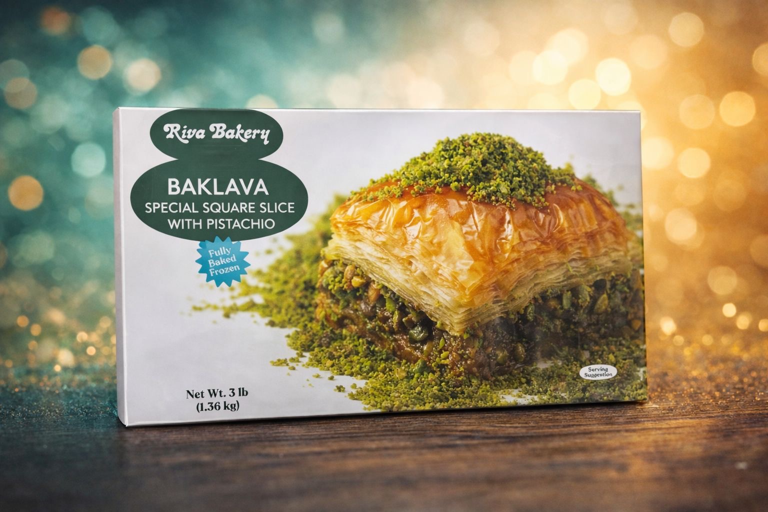 05e868f9-1b9a-4a98-a910-4e40dfbb9ed7 Riva Bakery Baklava Ozel Kare Antep Fistikli / Baklava Special Square with Pistachio - 3 LB / 1.36 KG - Image 1