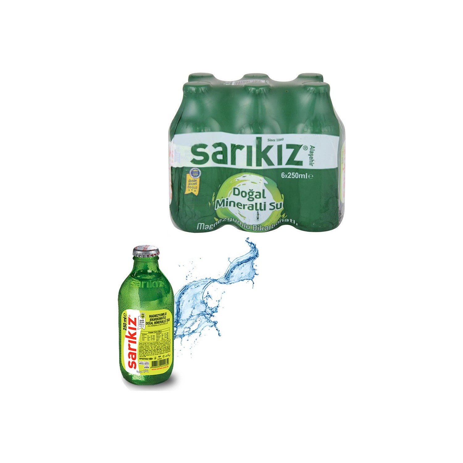 10656849395762 Sarikiz Dogal Maden Suyu / Natural Mineral Water - 6 * 250 ML - Image 1