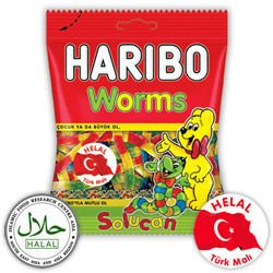2303_haribo_hallal_worms_100_grams Haribo Solucan / Worms - 160 GR - Image 1
