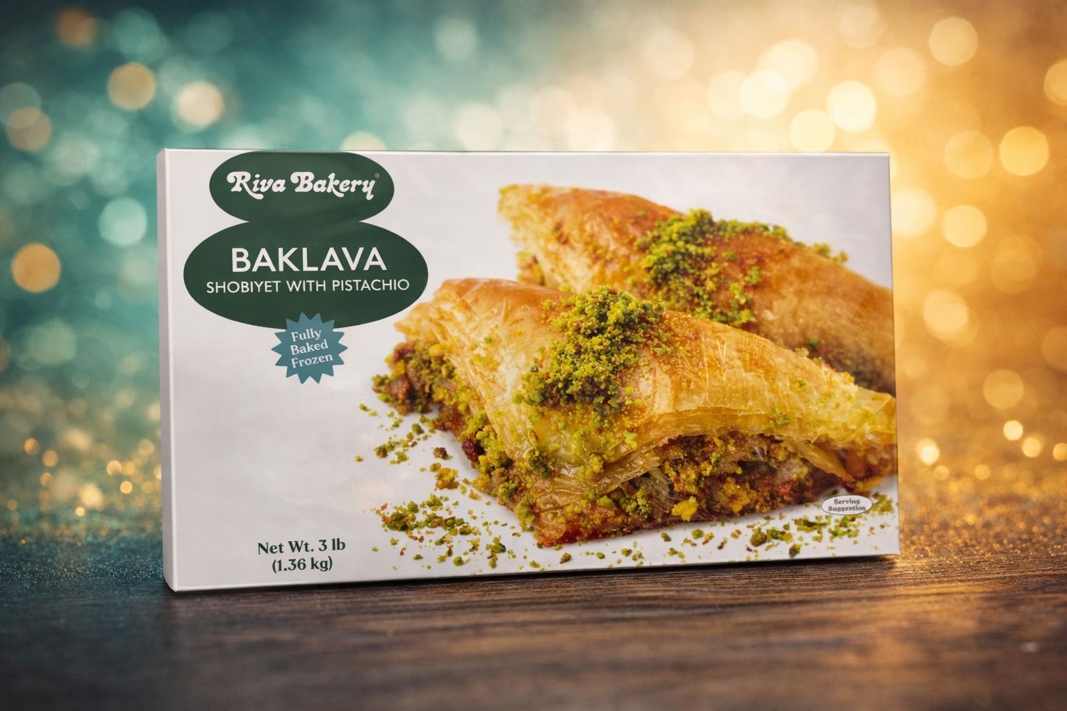 29af61ee-4208-4e8a-bff2-975076933c41 Riva Bakery Sobiyet Antep Fistikli Baklava / Sobiyet with Pistachio Baklava - 3 LB / 1.36 KG - Image 1