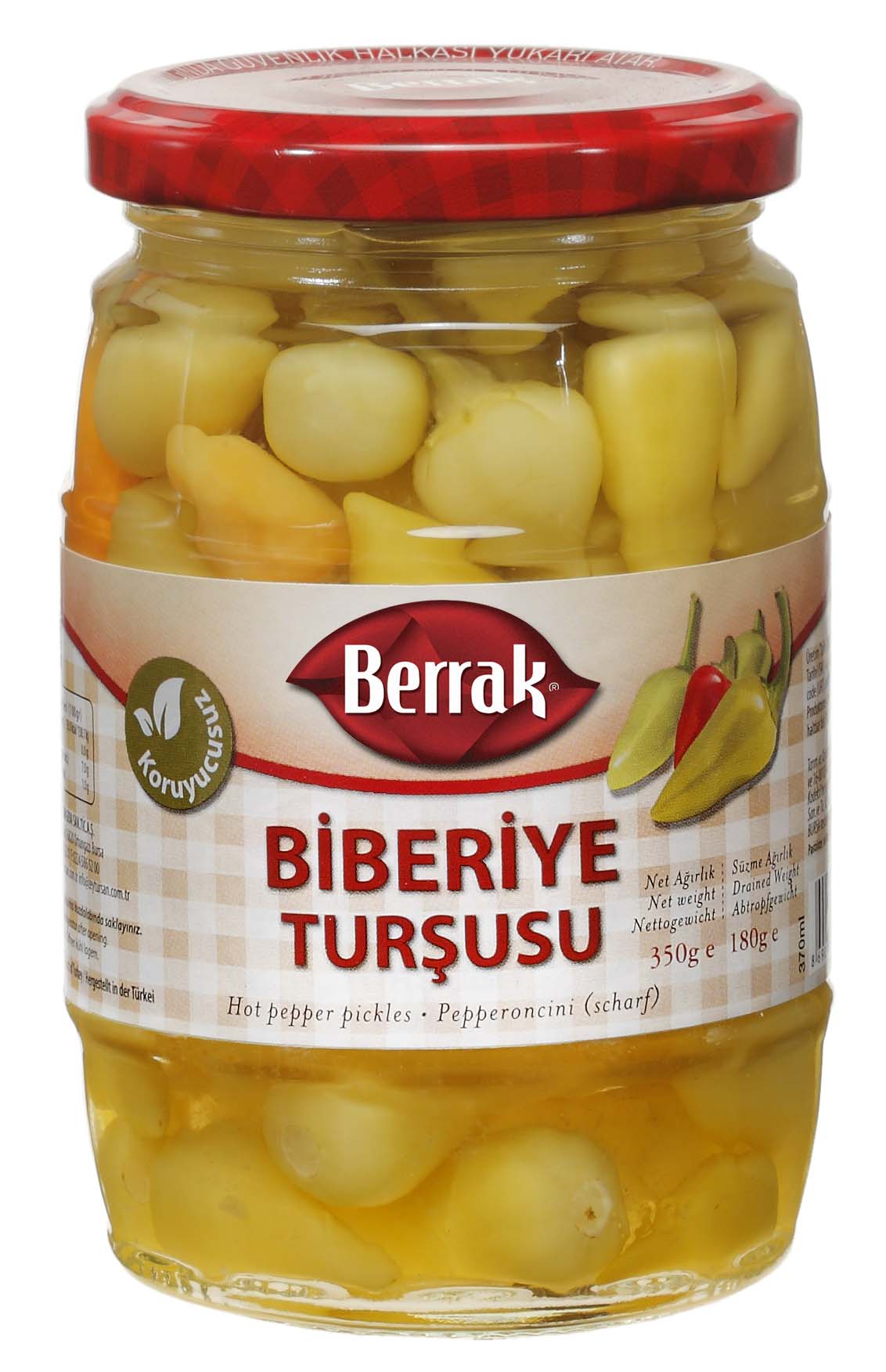 370MLBIBERIYETURSHOTPEPPERPIC Berrak Biberiye Tursusu / Hot Pepper Pickles - 340 GR - Image 1