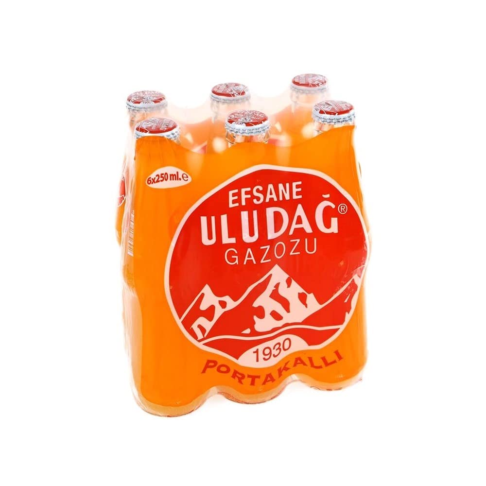 51dLi4VlgEL._SL1000_ Uludag Gazoz Portakalli / Soda W/Orange Flavor - 6* 250 ML Glass - Image 1