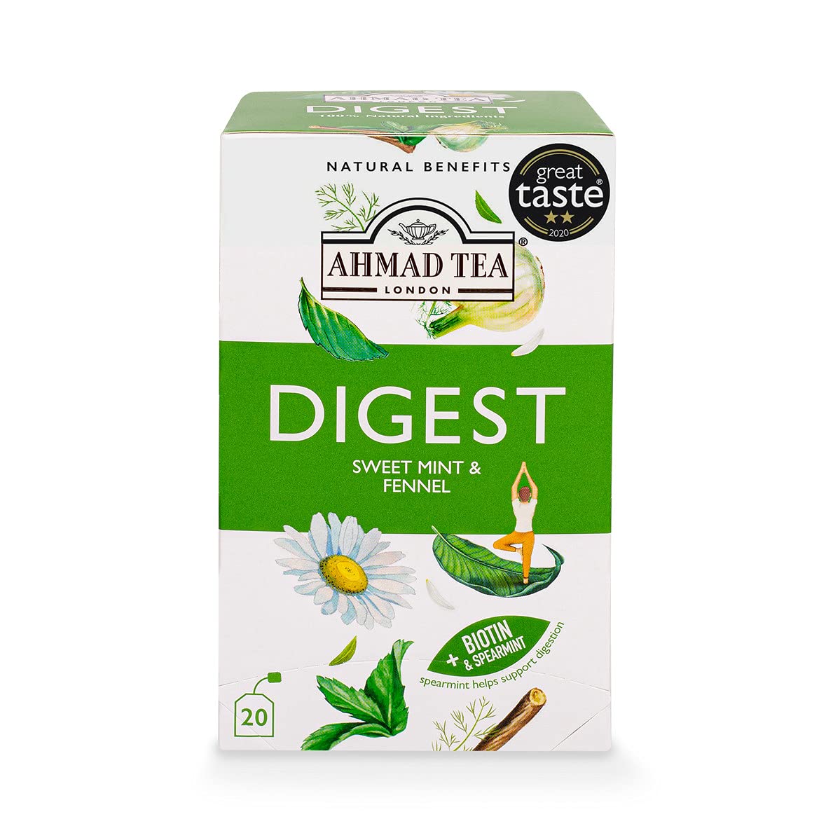 61ypi0NNpiS._SL1199_ Ahmad Tea Digest - Sweet Mint & Fennel - 20 Tea Bags - Image 1