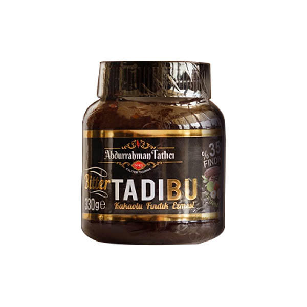 TADIBU -aygin gurme abdurrahman tatlıcı Abdurrahman Tatlici Tadi Bu Kakaolu Findik Ezmesi Bitter / Hazelnut Paste with Cocoa Bitter - 330 GR - in Jar - Image 1