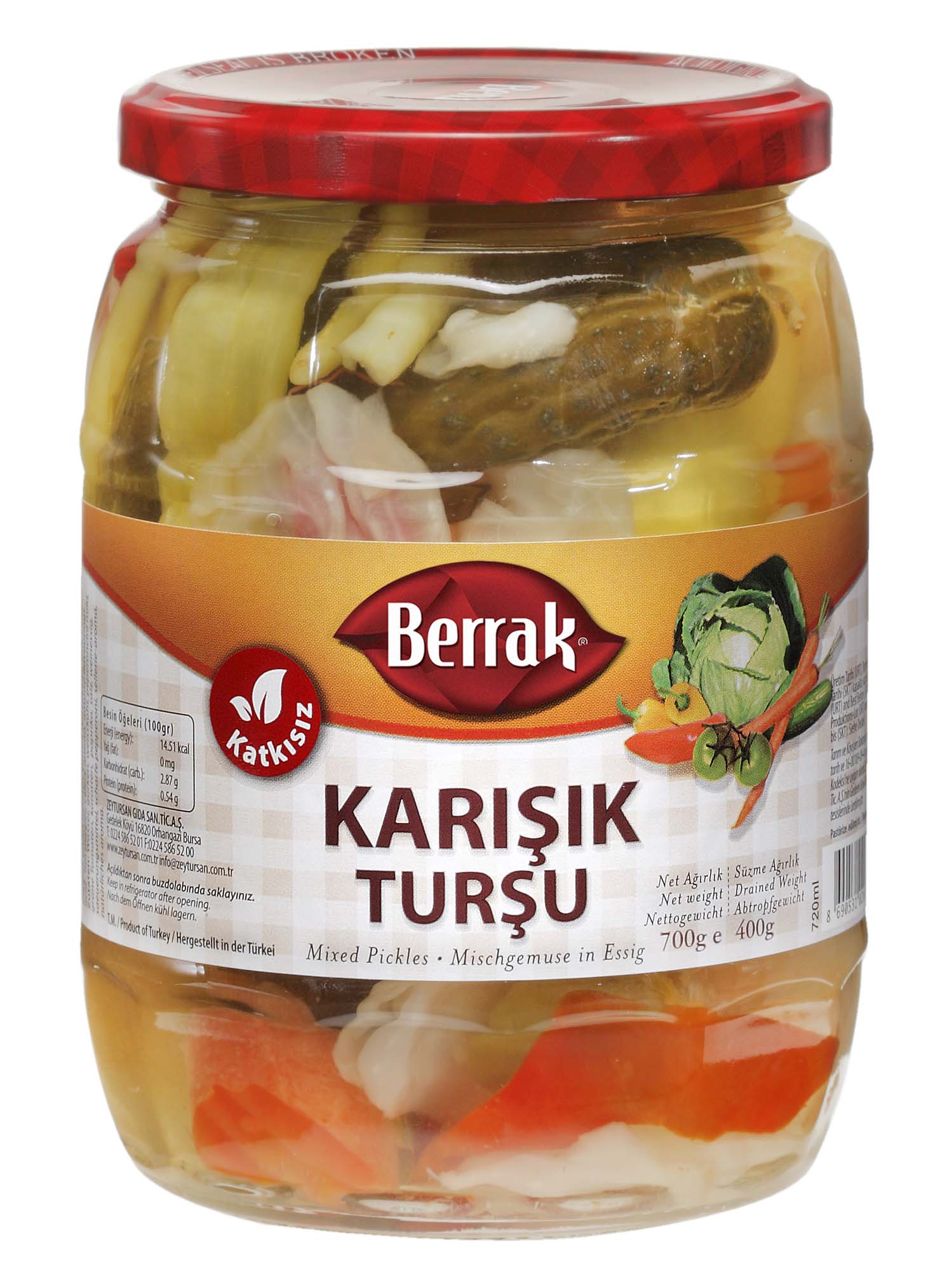 720MLKARISIKTURSUMIXEDPICK Berrak Karisik Tursu / Mixed Pickles - 700 GR - Image 1