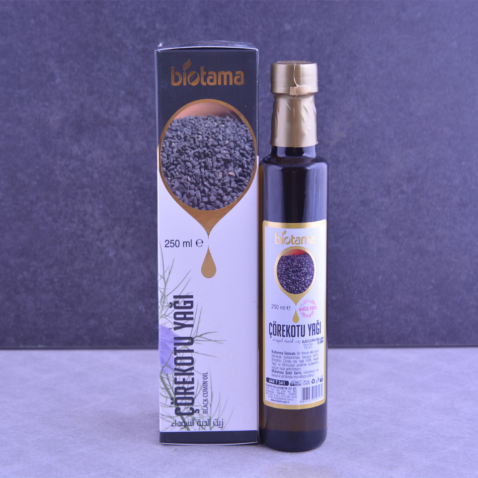 BLK-CUMIN-1 Biotama Corek Otu Yagi / Black Cumin Oil - 250 ML - Image 1