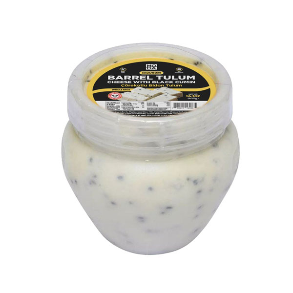 Barrel-Tulum-Cheese-with-Black-Cumin Moda Corekotlu Bidon Erzurum Tulum Peyniri / Barrel Tulum Cheese with Black Cumin - 400 GR - Image 1