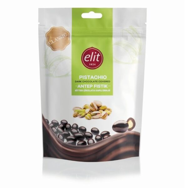 Elit Antep Fistik Bitter Cikolata Kapli Draje / Pistachio Dark Chocolate Covered - 125 GR