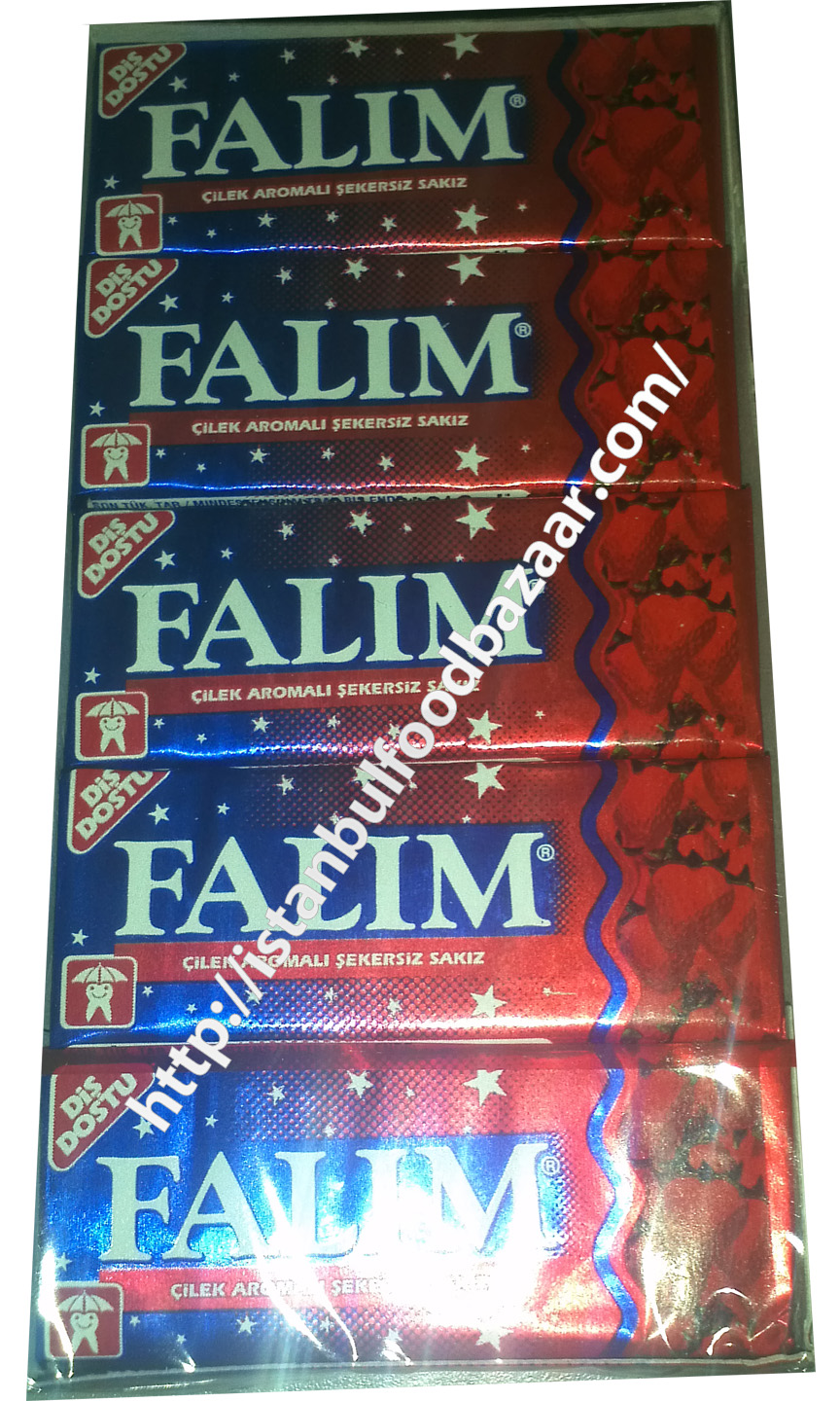 Ò Falim Cilek Aromali Sakiz / Bubble Gum W/Strawberry - 5 X 20 Pack - Image 1