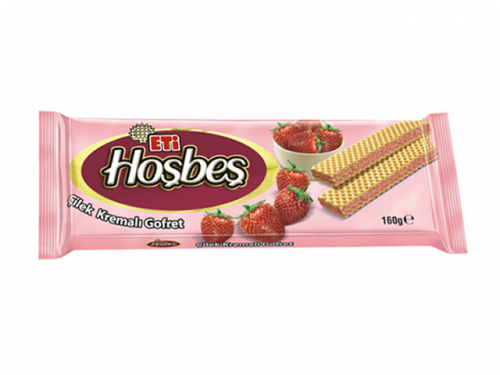 hosbes_cilekli_160_gr Eti Hosbes Cilek Kremali Gofret / Wafers W/Strawberry Cream - 160 GR - Image 1