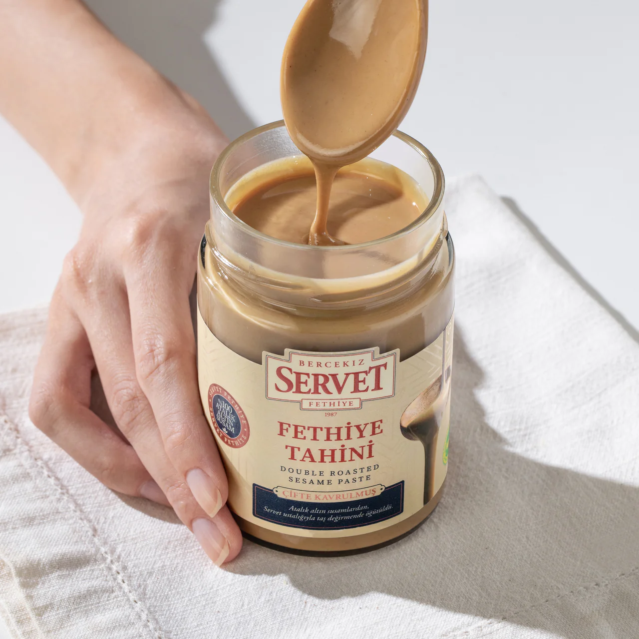 servet-300g-cifte-kavrulmus-tahin-02 Servet Tahin Cifte Kavrulmus / Tahini Double Roasted - 300 GR - Image 1