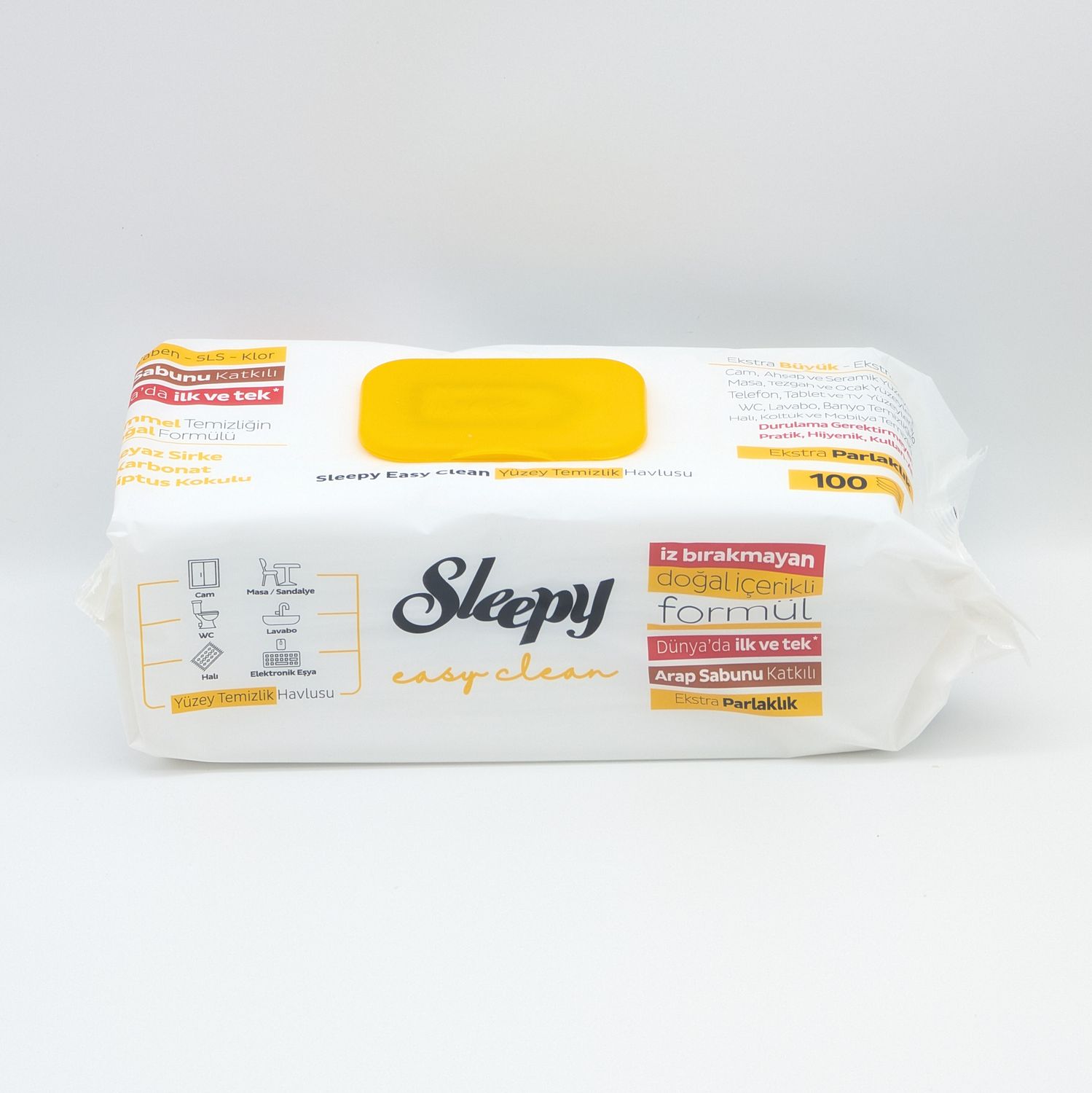 sleepy_sari Sleepy Islak Havlu Ekstra Parlaklik Beyaz Sabun Katkili - Wet Wipes Extra Shine White Soap - 100 Ct - Image 1