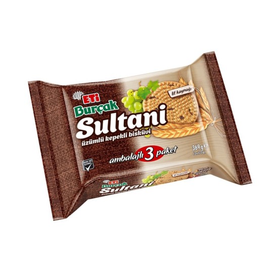 sultani1-550x550-1 Eti Burcak Sultani Uzumlu Kepekli Biskuvi / Burcak Sultani with Raisins Whole Wheat Biscuit - 3 Pack - 369 GR - Image 1