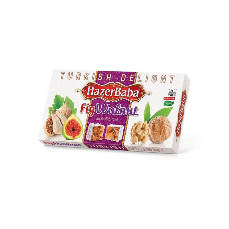 turkish-delight-with-fig-walnut Hazerbaba Incir&Cevizli Lokum / Fig & Walnut Turkish Delight - 454 GR - Image 1