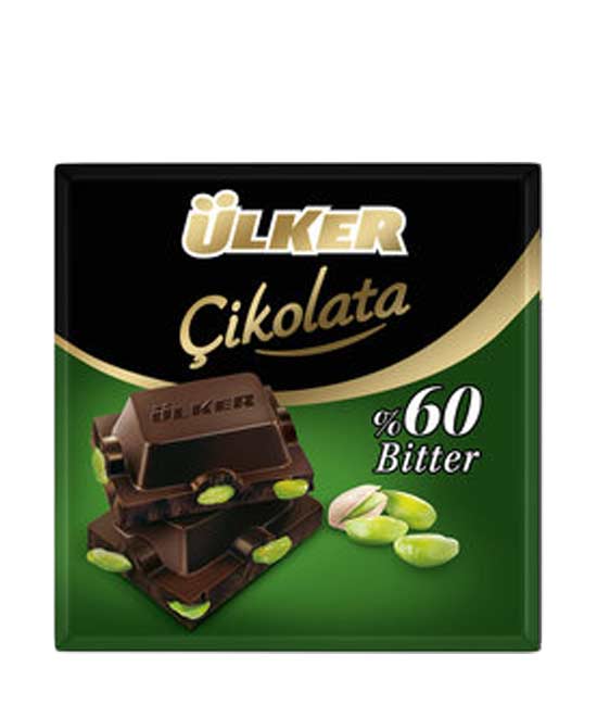 ulker-bitter-pistachio Ulker Bitter Antep Fistikli Cikolata / Bitter Chocolate W / Pistachio - 60 GR - Image 1