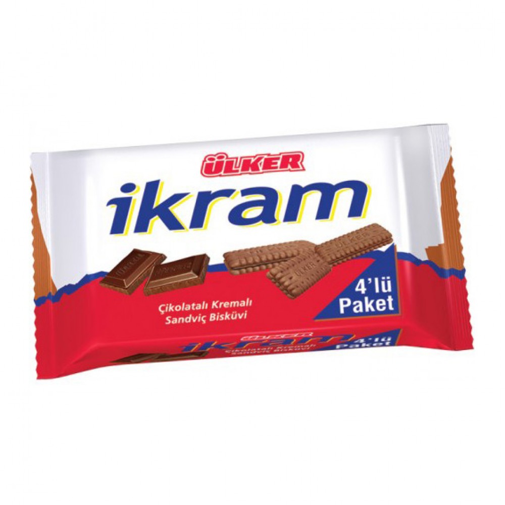 ulker-ikram-cikolatali-dortlu-1000x1000_5889 Ulker Ikram Sutlu Cikolata Kremali Sandvic Biskuvi 3'Lu Paket / Milk Chocolate Cream Cookies 3 Pack - 252 GR / 8.88 OZ - Image 1