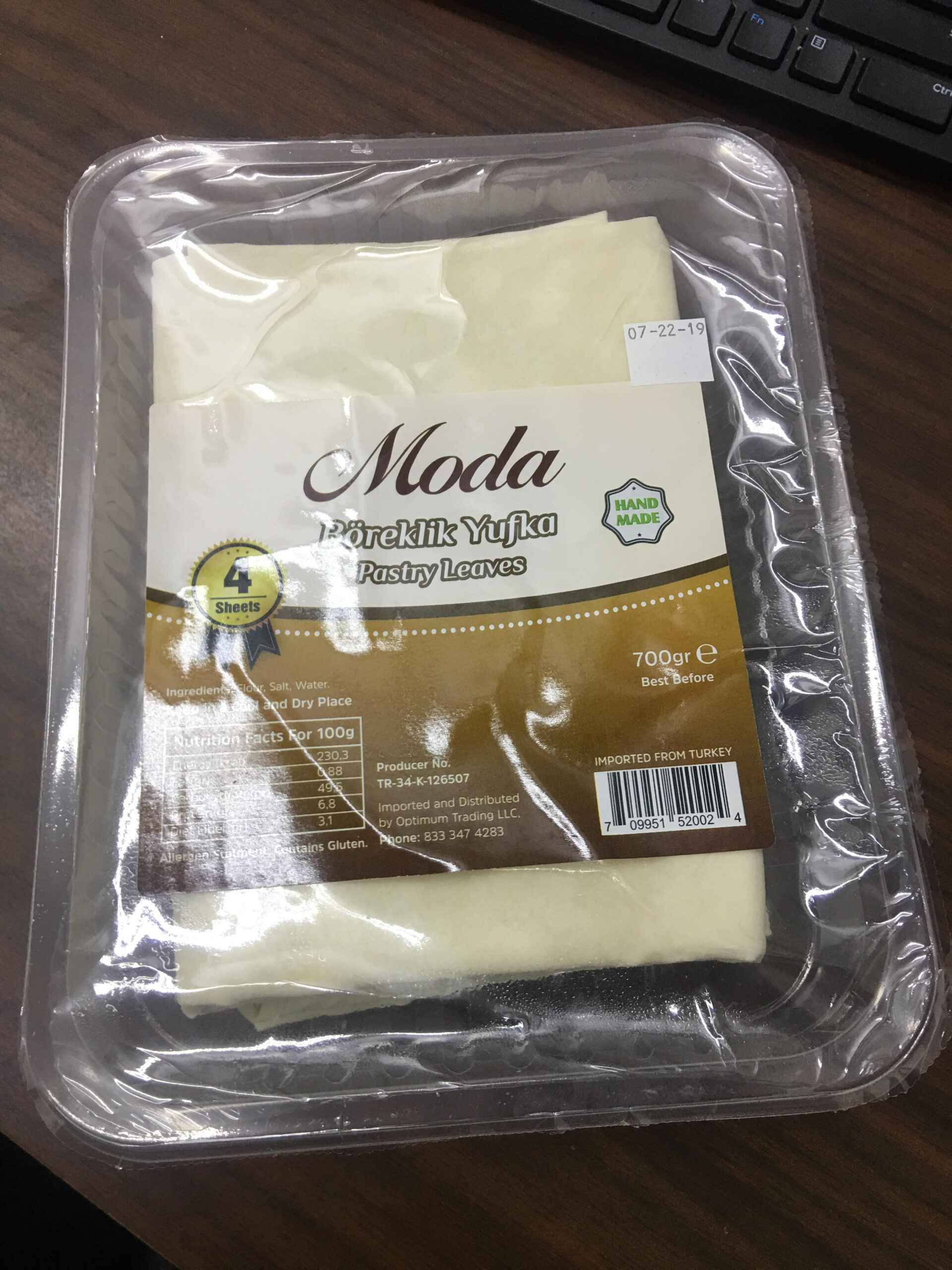 unnamed_6679 Moda Taze Yufka 4 Yaprak / Fresh Fillo Dough 4 Pieces - Image 1