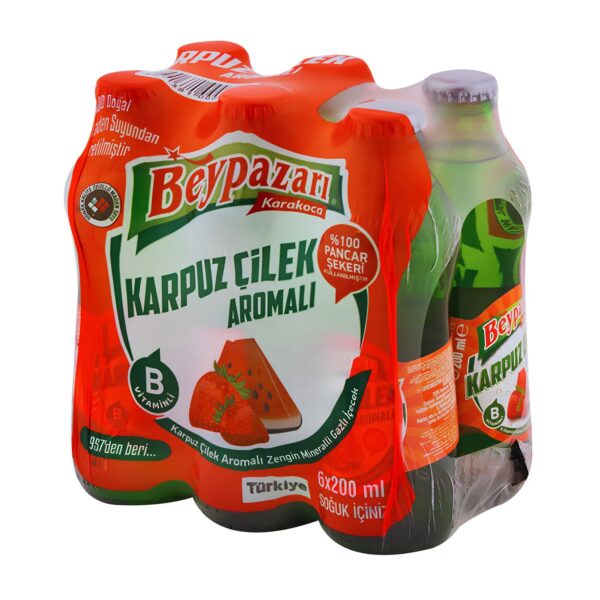 Beypazarı Karpuz ve Çilekli Maden Suyu / Watermelon & Strawberry Mineral Water – 6 × 200 ml