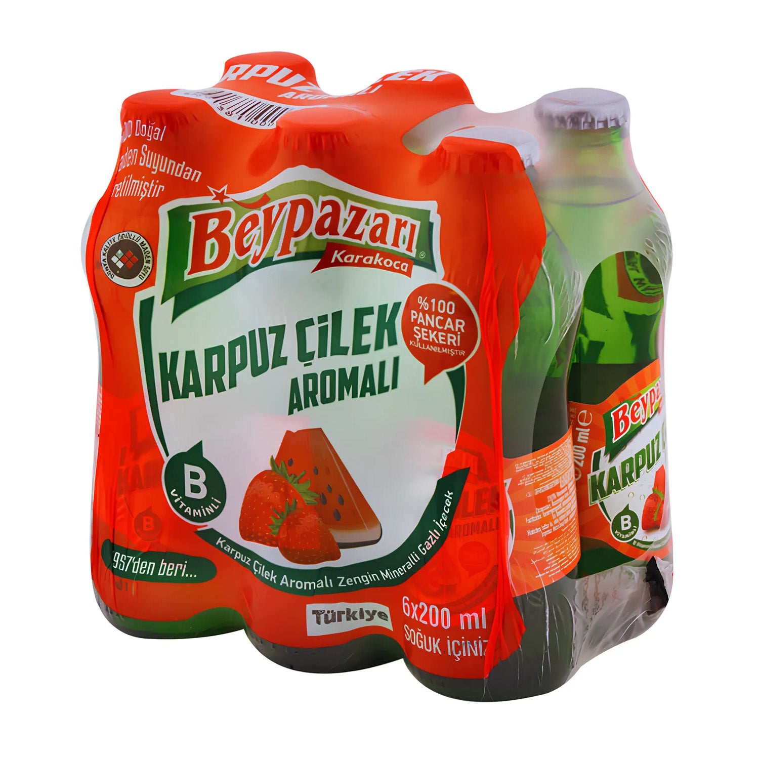 ifp-8691381000370-0-8b22b6b7b714066c Beypazarı Karpuz ve Çilekli Maden Suyu / Watermelon & Strawberry Mineral Water – 6 × 200 ml - Image 1
