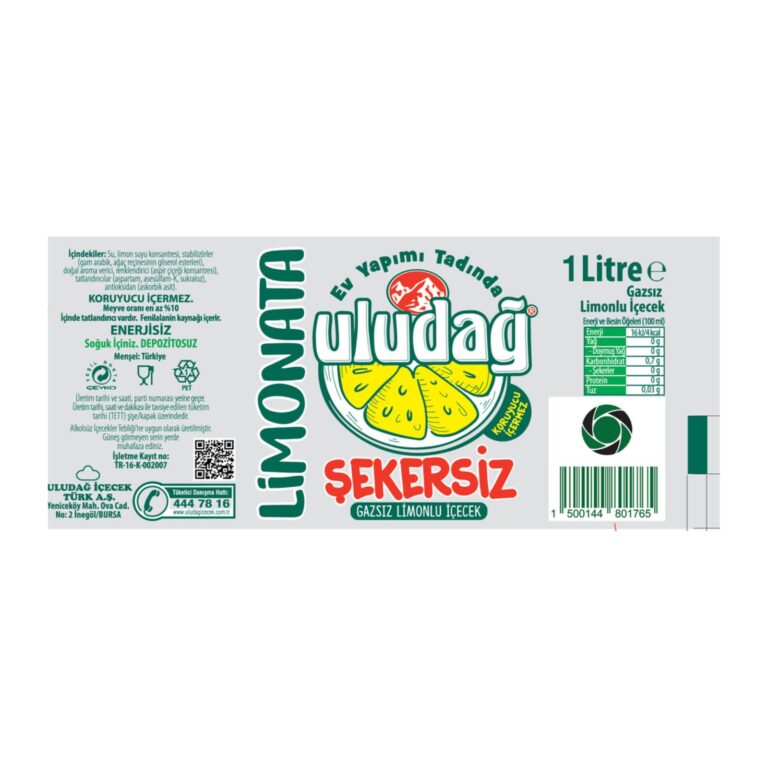 Uludağ Sugar-Free Lemonade – 1 L