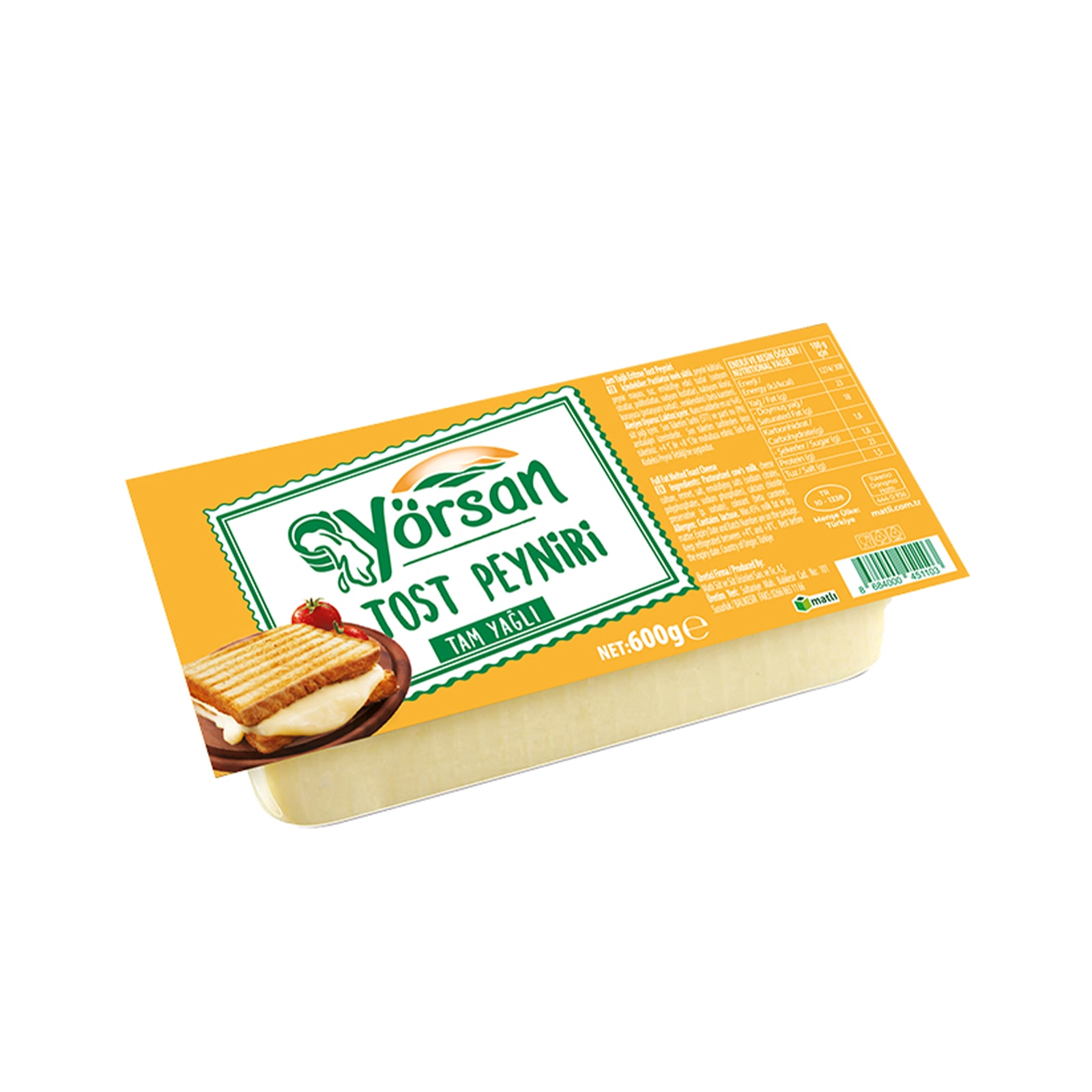 Yörsan Tost Kaşarı / Toast Cheese – 600 g Yörsan Tost Kaşarı / Toast Cheese – 600 g