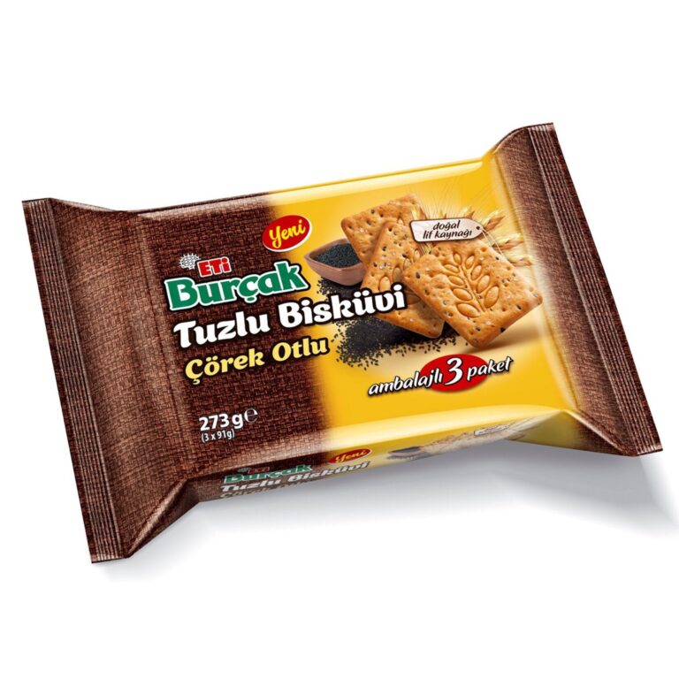 Eti Burçak Çörek Otlu Tuzlu Bisküvi / Burçak Savoury Biscuits with Black Seeds – 273 g