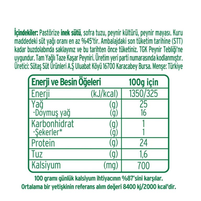 Sütaş Kaşar Peyniri / Kashkaval Cheese – 1 kg