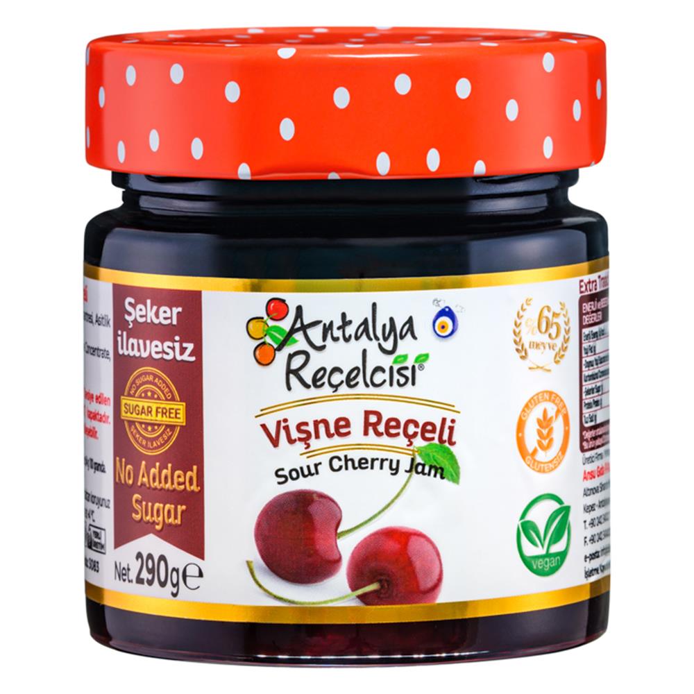 Antalya Reçelcisi No-Added-Sugar Sour Cherry Jam – 290 g Antalya Reçelcisi No-Added-Sugar Sour Cherry Jam – 290 g