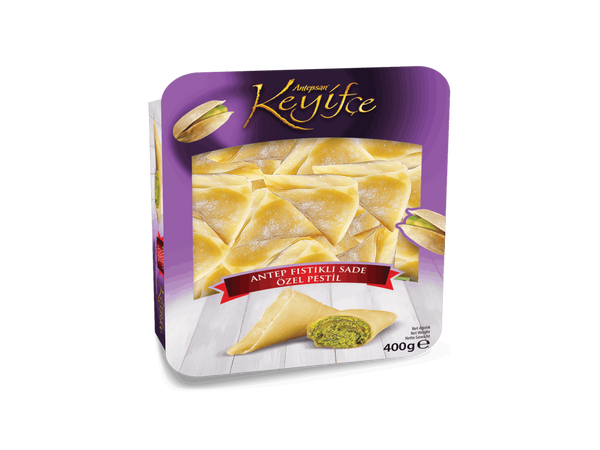 Keyifçe Antep Fıstıklı Muska / Pistachio Fruit Leather Triangles – 400 g Keyifçe Antep Fıstıklı Muska / Pistachio Fruit Leather Triangles – 400 g