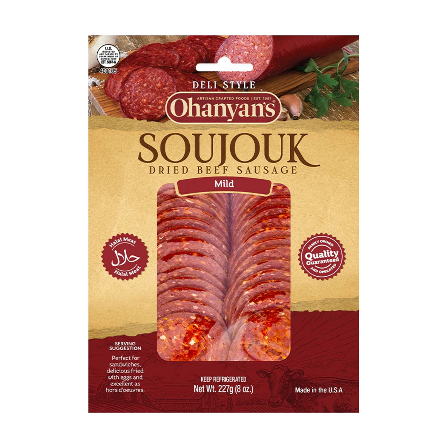 Ohanyan’s Mild Sliced Soujouk / Sucuk – 8 oz (227 g) Ohanyan’s Mild Sliced Soujouk / Sucuk – 8 oz (227 g)
